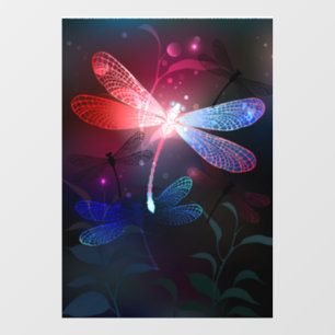 Glowing red dragonfly floor decals