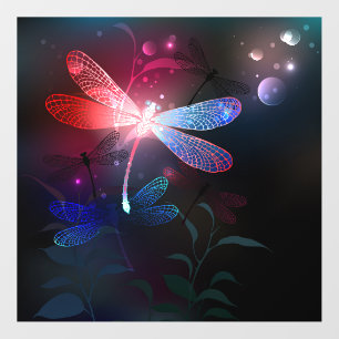 Glowing red dragonfly floor decals