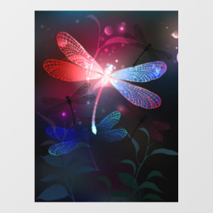 Glowing red dragonfly floor decals