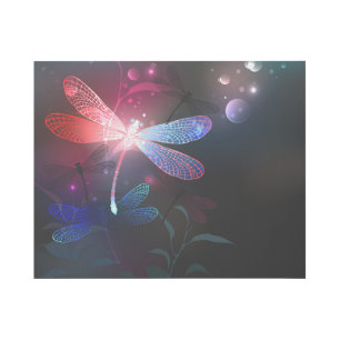Glowing red dragonfly gallery wrap