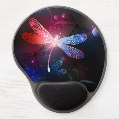 Glowing red dragonfly gel mouse pad