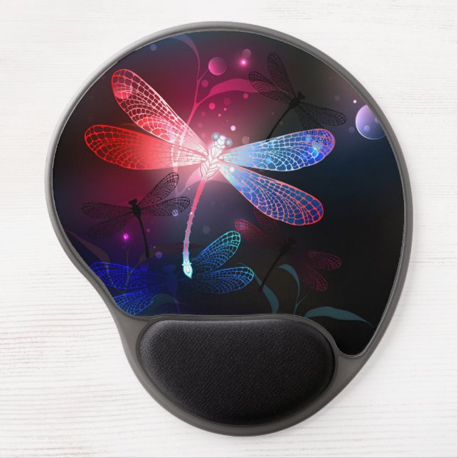 Glowing red dragonfly gel mouse pad (Front)