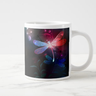 Glowing red dragonfly giant coffee mug
