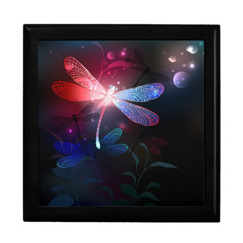 Glowing red dragonfly gift box