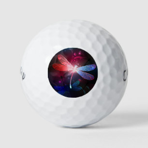 Glowing red dragonfly golf balls