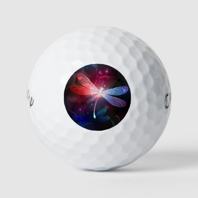 Glowing red dragonfly golf balls (Front)