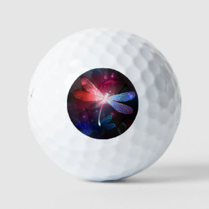 Glowing red dragonfly golf balls