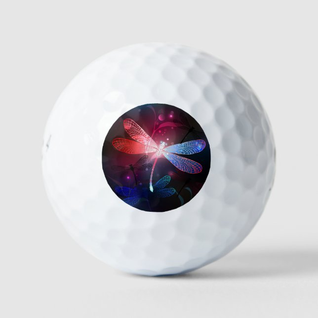 Glowing red dragonfly golf balls (Front)