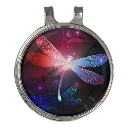 Glowing red dragonfly golf hat clip