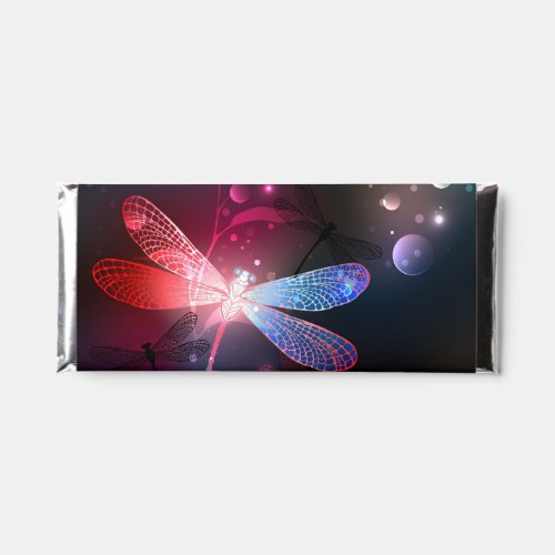 Glowing red dragonfly hershey bar favors