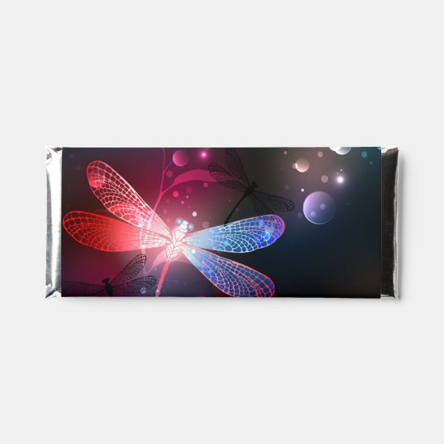 Glowing red dragonfly hershey bar favors (Front)