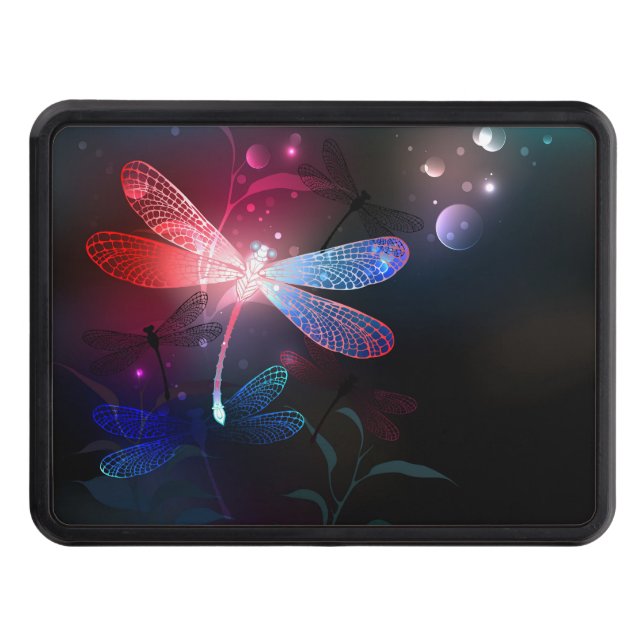 Glowing red dragonfly hitch cover (Front)