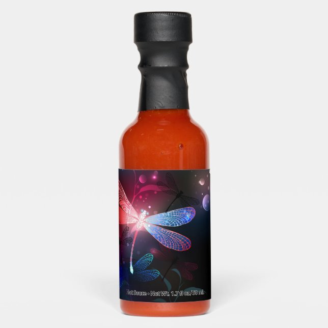 Glowing red dragonfly hot sauces (Front)