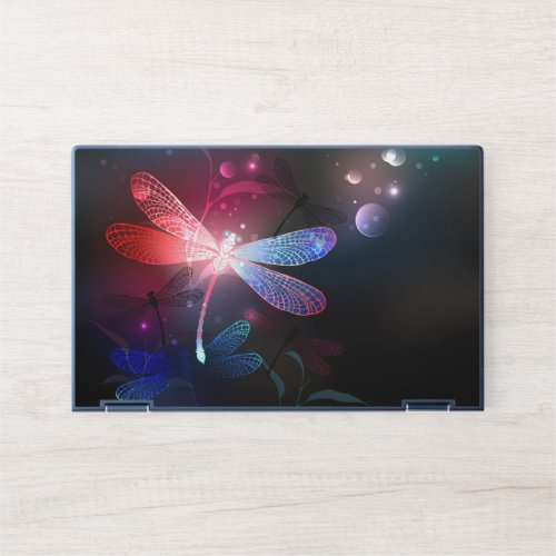 Glowing red dragonfly HP laptop skin