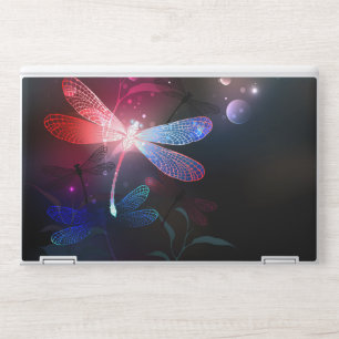 Glowing red dragonfly HP laptop skin
