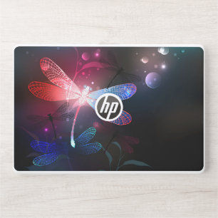 Glowing red dragonfly HP laptop skin