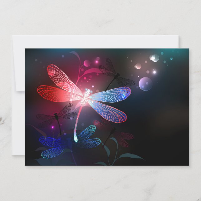 Glowing red dragonfly invitation (Front)