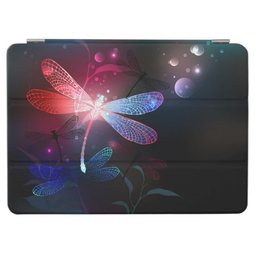 Glowing red dragonfly iPad air cover