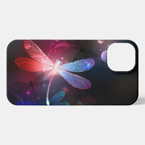 Glowing red dragonfly iPhone 13 case