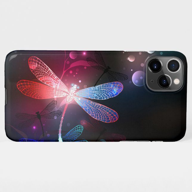 Glowing red dragonfly iPhone case (Back Horizontal)