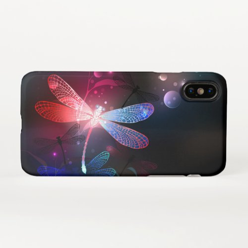 Glowing red dragonfly iPhone x case