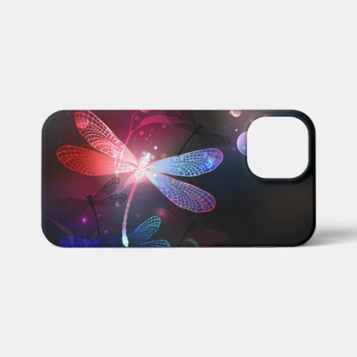 Glowing red dragonfly iPhone 13 mini case