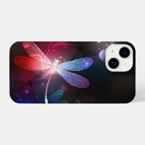 Glowing red dragonfly iPhone 14 case