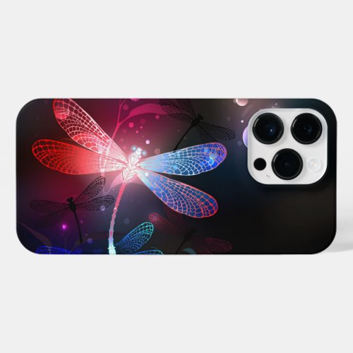 Glowing red dragonfly iPhone 14 pro max case