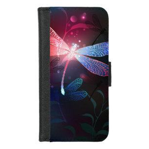Glowing red dragonfly iPhone 8/7 wallet case