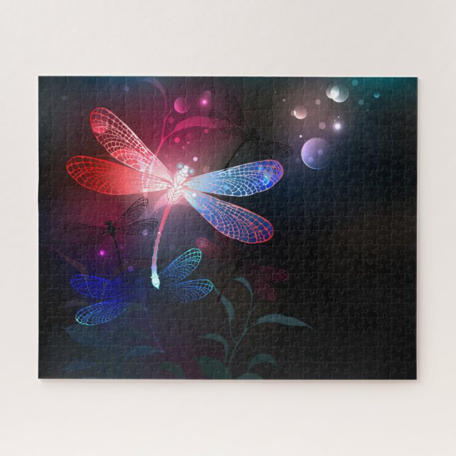 Glowing red dragonfly jigsaw puzzle (Horizontal)