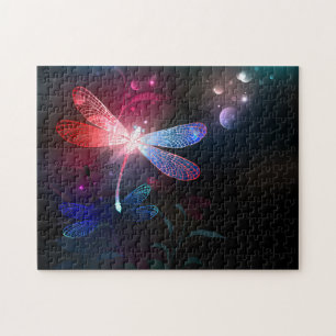 Glowing red dragonfly jigsaw puzzle
