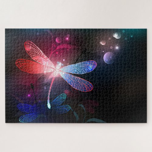 Glowing red dragonfly jigsaw puzzle