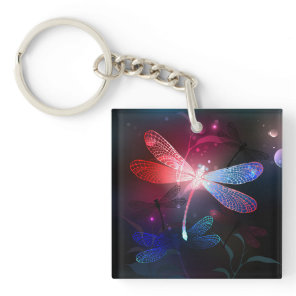 Glowing red dragonfly keychain