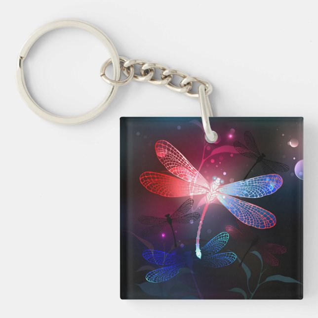 Glowing red dragonfly keychain (Front)