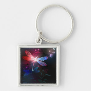 Glowing red dragonfly keychain