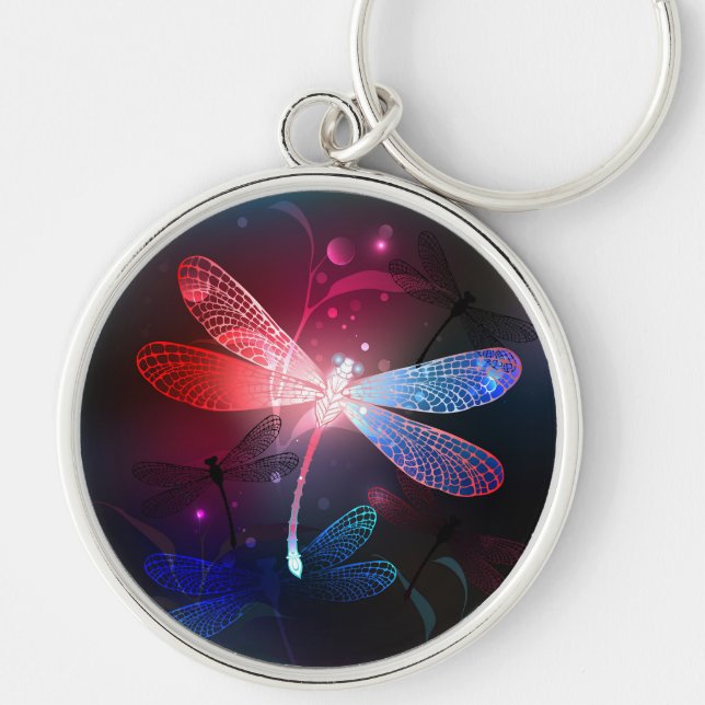 Glowing red dragonfly keychain (Front)