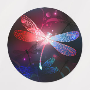 Glowing red dragonfly kids' labels