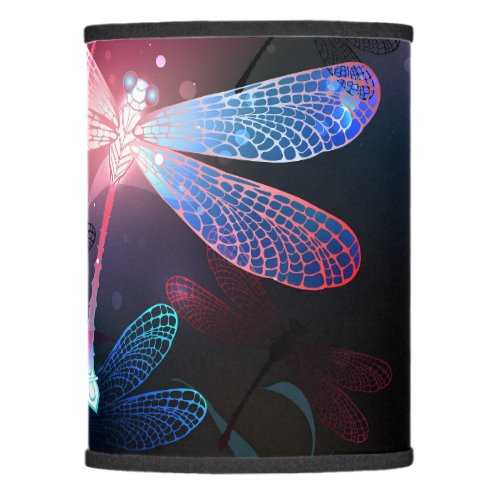 Glowing red dragonfly lamp shade