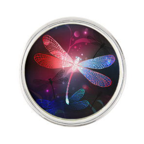 Glowing red dragonfly lapel pin