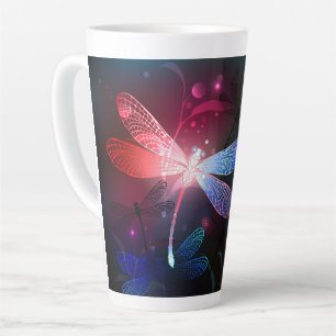 Glowing red dragonfly latte mug