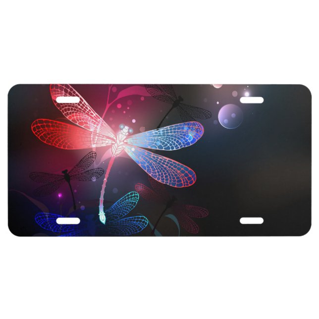 Glowing red dragonfly license plate (Front)