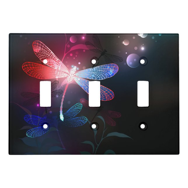 Glowing red dragonfly light switch cover (Front)