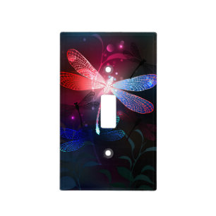 Glowing red dragonfly light switch cover