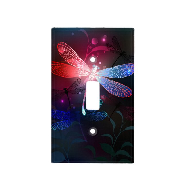 Glowing red dragonfly light switch cover (Front)