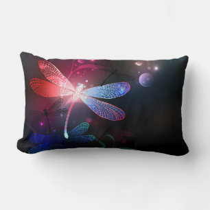 Glowing red dragonfly lumbar pillow