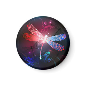 Glowing red dragonfly magnet