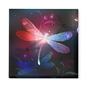 Glowing red dragonfly magnet