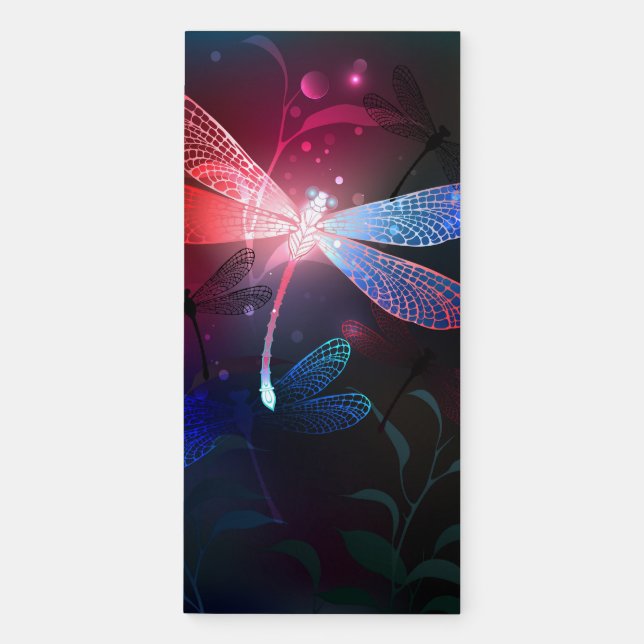 Glowing red dragonfly magnetic notepad (Front)