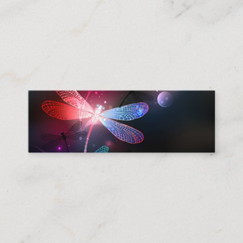 Glowing red dragonfly mini business card