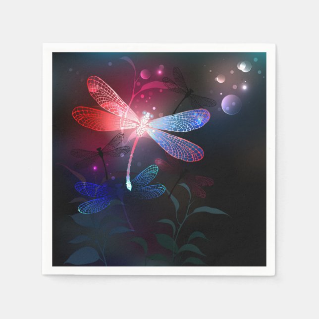 Glowing red dragonfly napkins (Front)